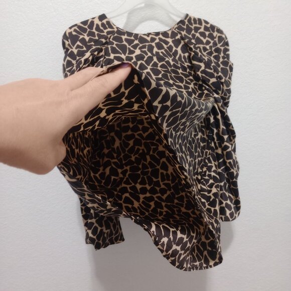 NWT Zara Women's Giraffe Print Ruffle Sleeve Blouse size Large - Picture 7 of 12
